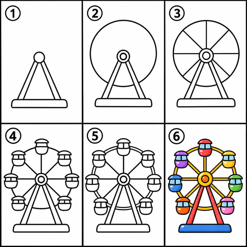 Cheerful Ferris Wheel Drawing Ideas