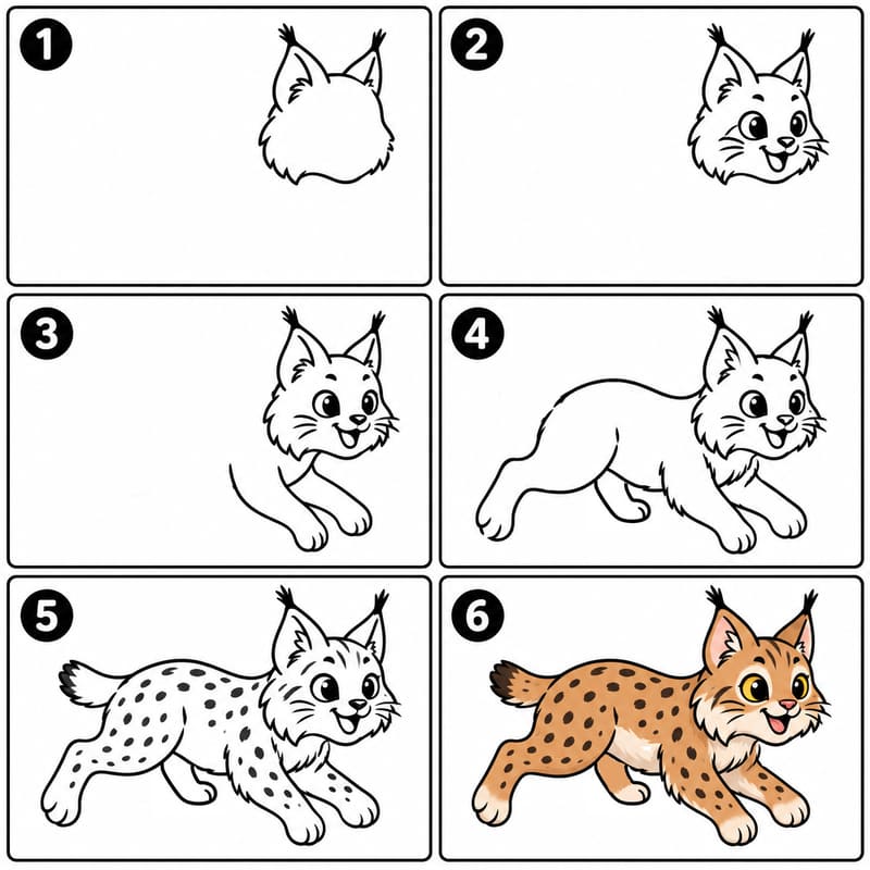 Cheerful lynx Drawing Ideas