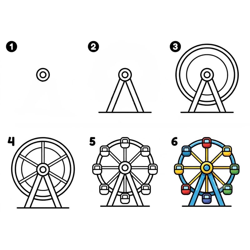 Classic Ferris Wheel Drawing Ideas