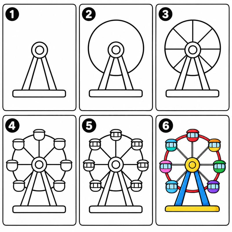 Colorful Ferris Wheel Drawing Ideas