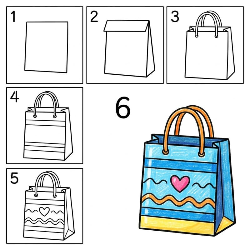 Colorful Paper Bag Drawing Ideas