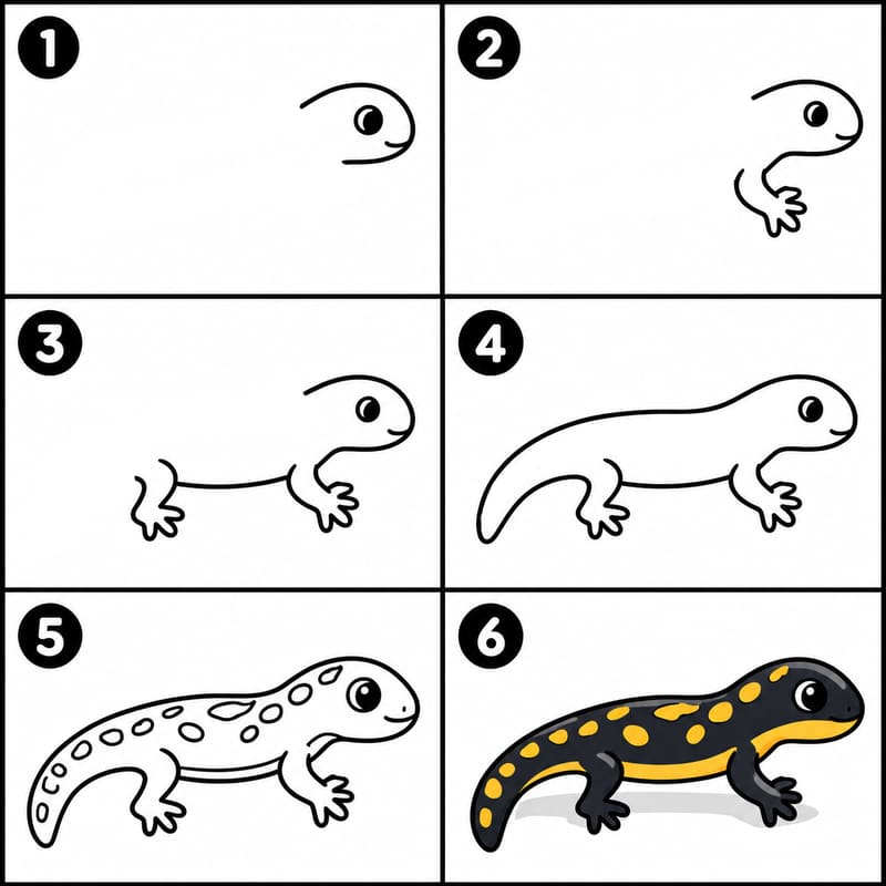 Cute salamander Drawing Ideas