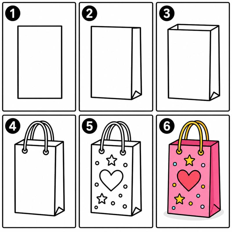 Decorative Paper Bag Drawing Ideas