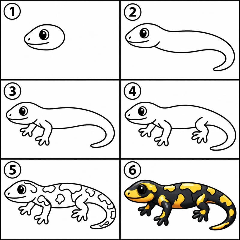 Fire salamander Drawing Ideas