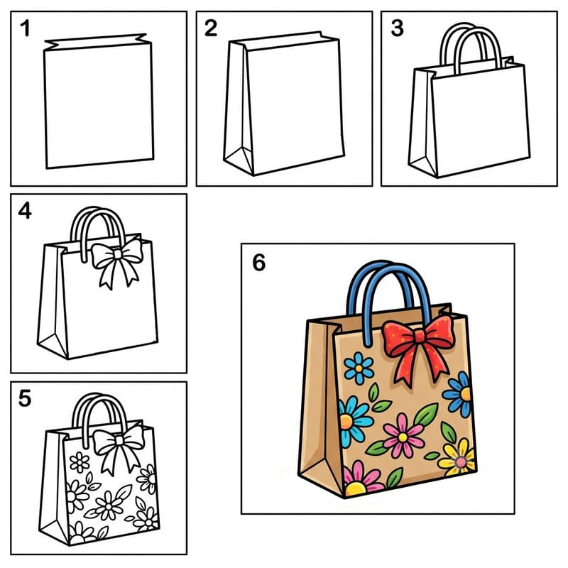 Floral Paper Bag Drawing Ideas