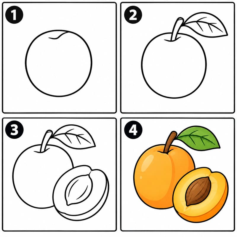 Fresh picked apricot Drawing Ideas