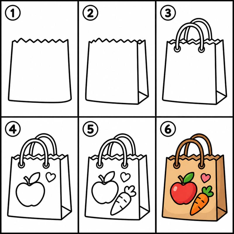 Grocery Paper Bag Drawing Ideas