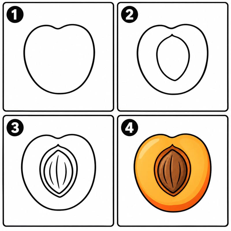 Half-cut apricot Drawing Ideas