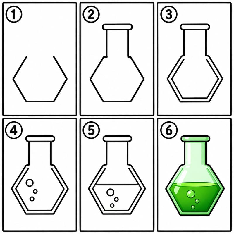 Hexagon beaker Drawing Ideas