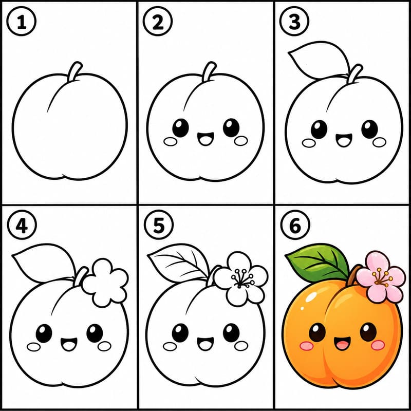 Kawaii apricot Drawing Ideas