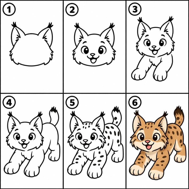 Playful lynx Drawing Ideas