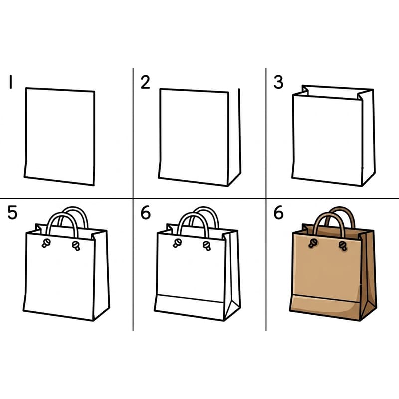 Rectangular Paper Bag Drawing Ideas
