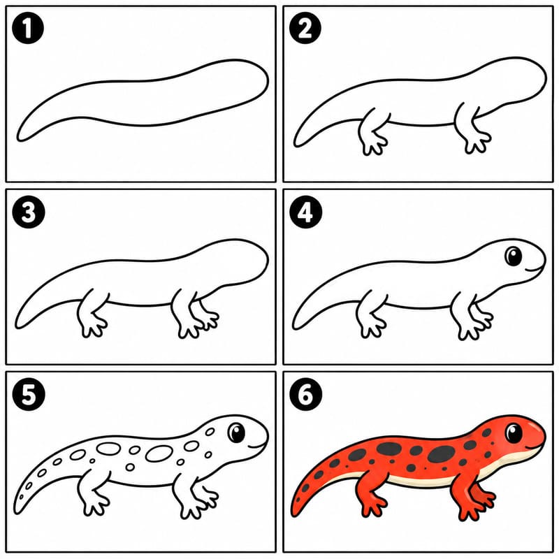 Red salamander Drawing Ideas