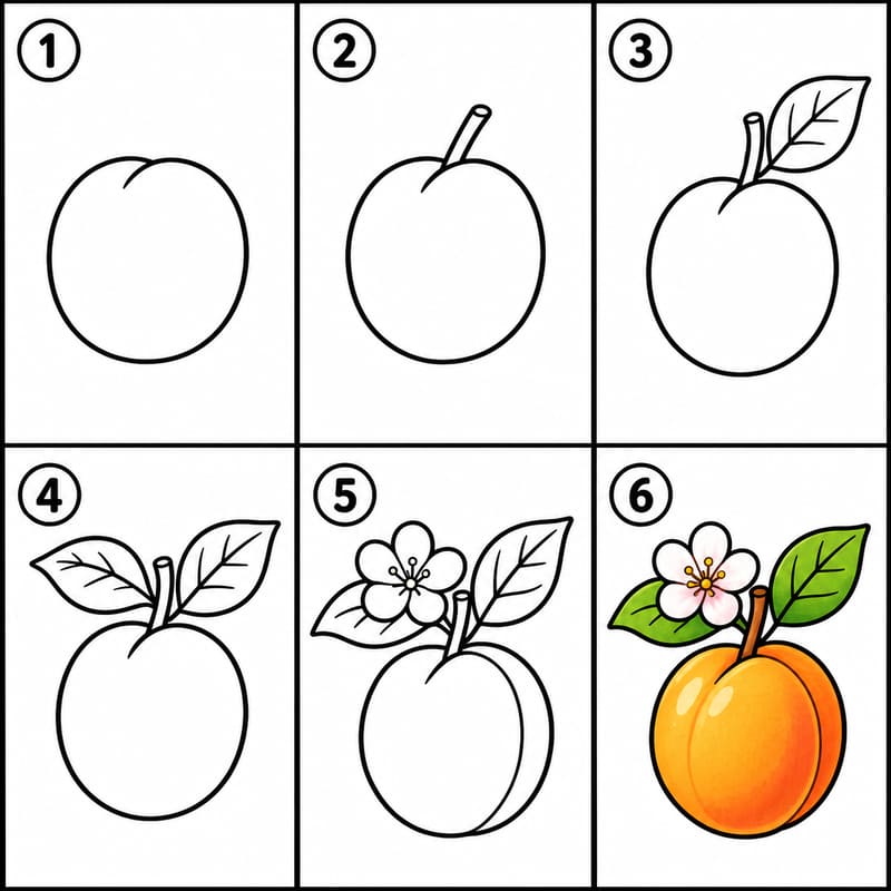 Ripe apricot Drawing Ideas