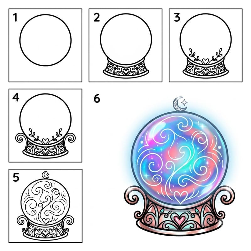 Romantic Gothic Crystal Ball Drawing Ideas