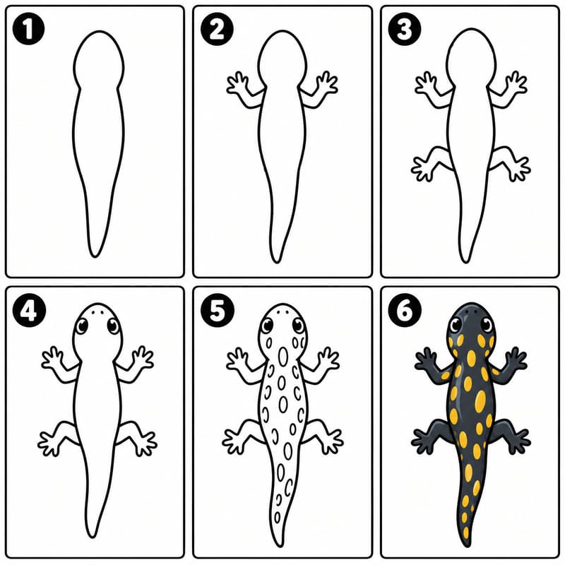 Salamander top view Drawing Ideas