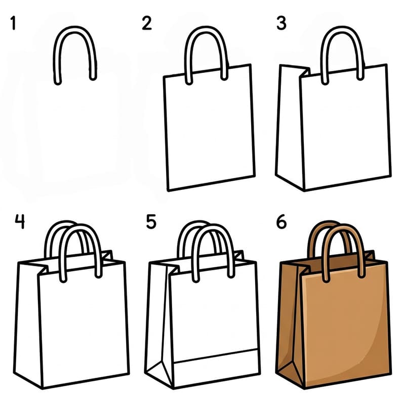Shopping Paper Bag Drawing Ideas
