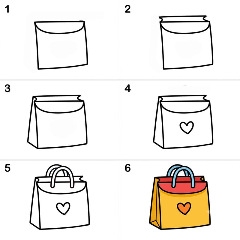 Square Paper Bag Drawing Ideas