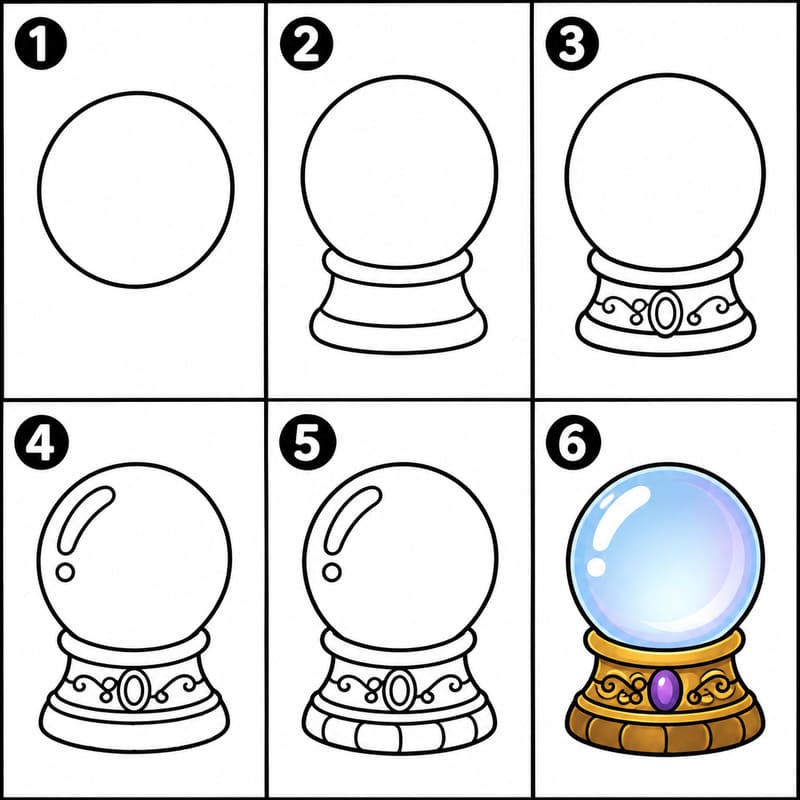 Vintage Crystal Ball Drawing Ideas